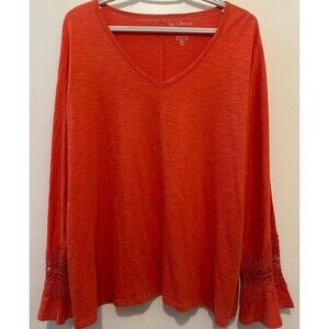 Chico's The Ultimate Tee Women’s XL 3/4 Sleeve Halloween Fall Orange Top Soft